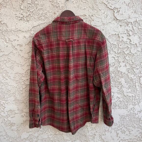 ORVIS Red Plaid Heavyweight Flannel Button Down Shirt Size XL - Picture 2 of 5
